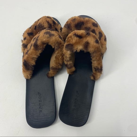 BAMBOO Full Moon leopard fur slides - Picture 4 of 6